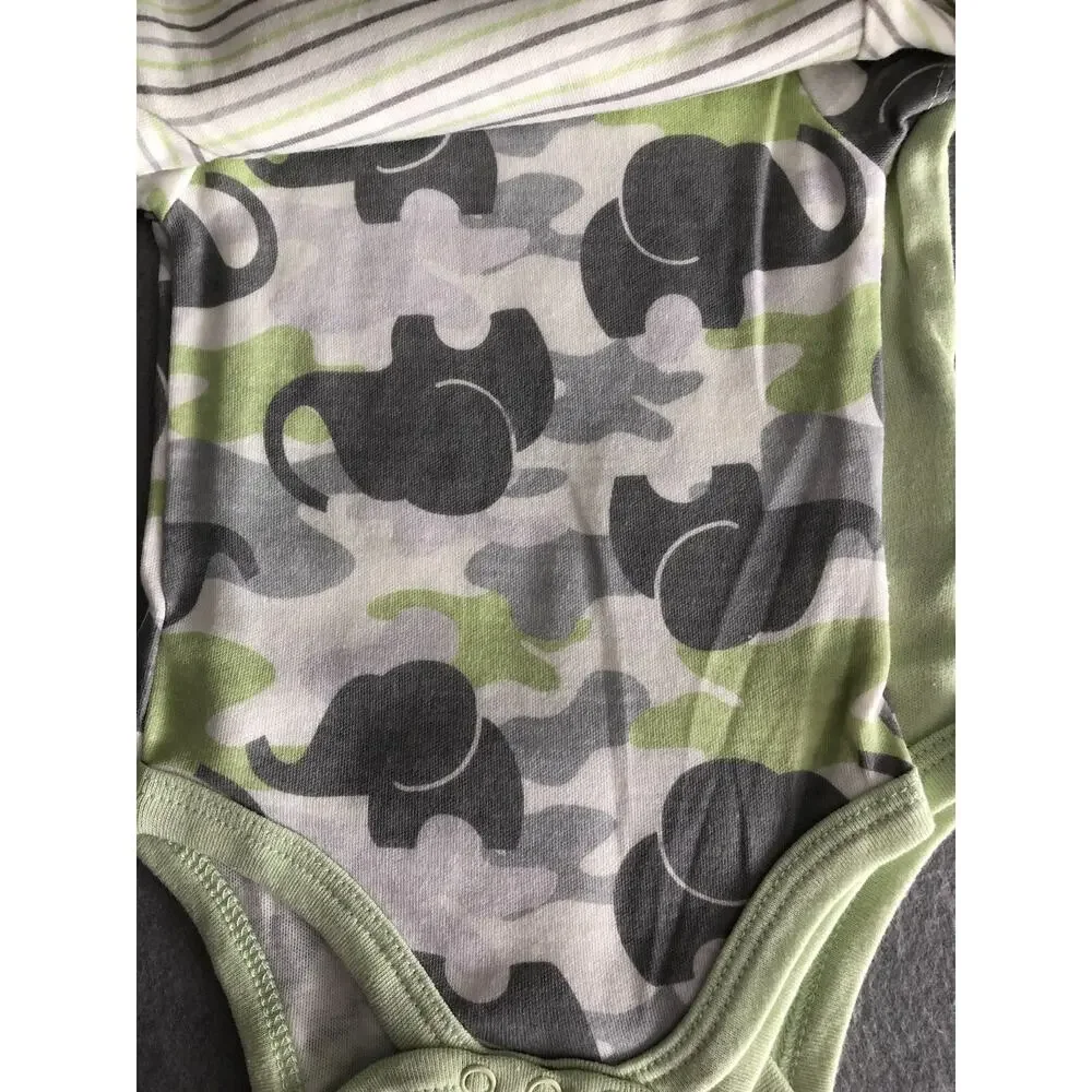Quiltex 3-Pack Bodysuits in Green Infant 3 to 6 Months NEW